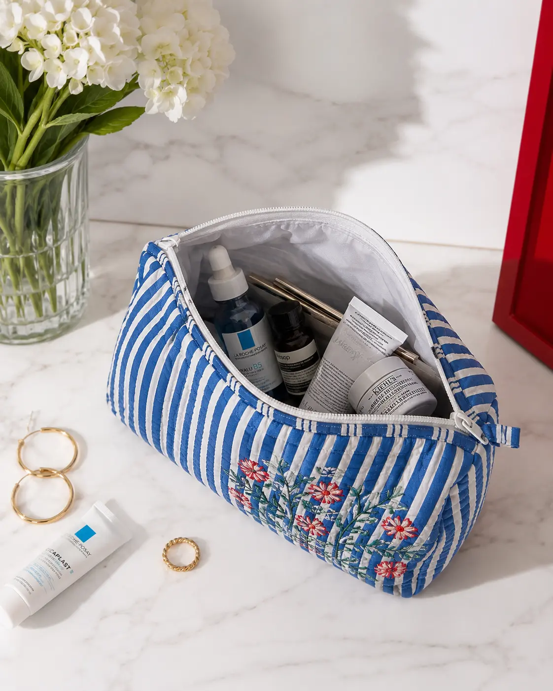 Hand block printed beauty bag by maison neela