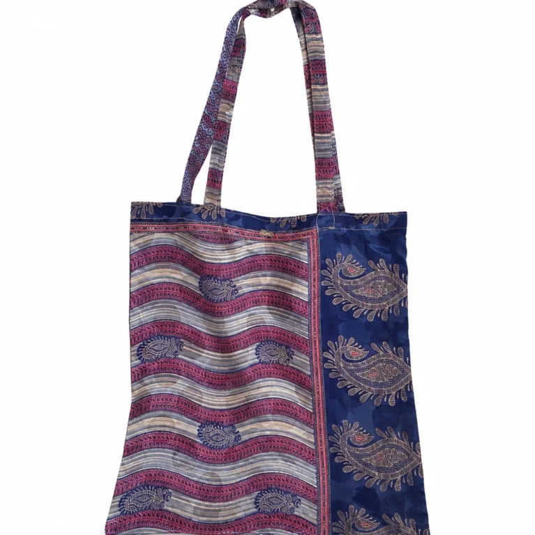 Handmade recycled saree Bag in Purple Maison Neela