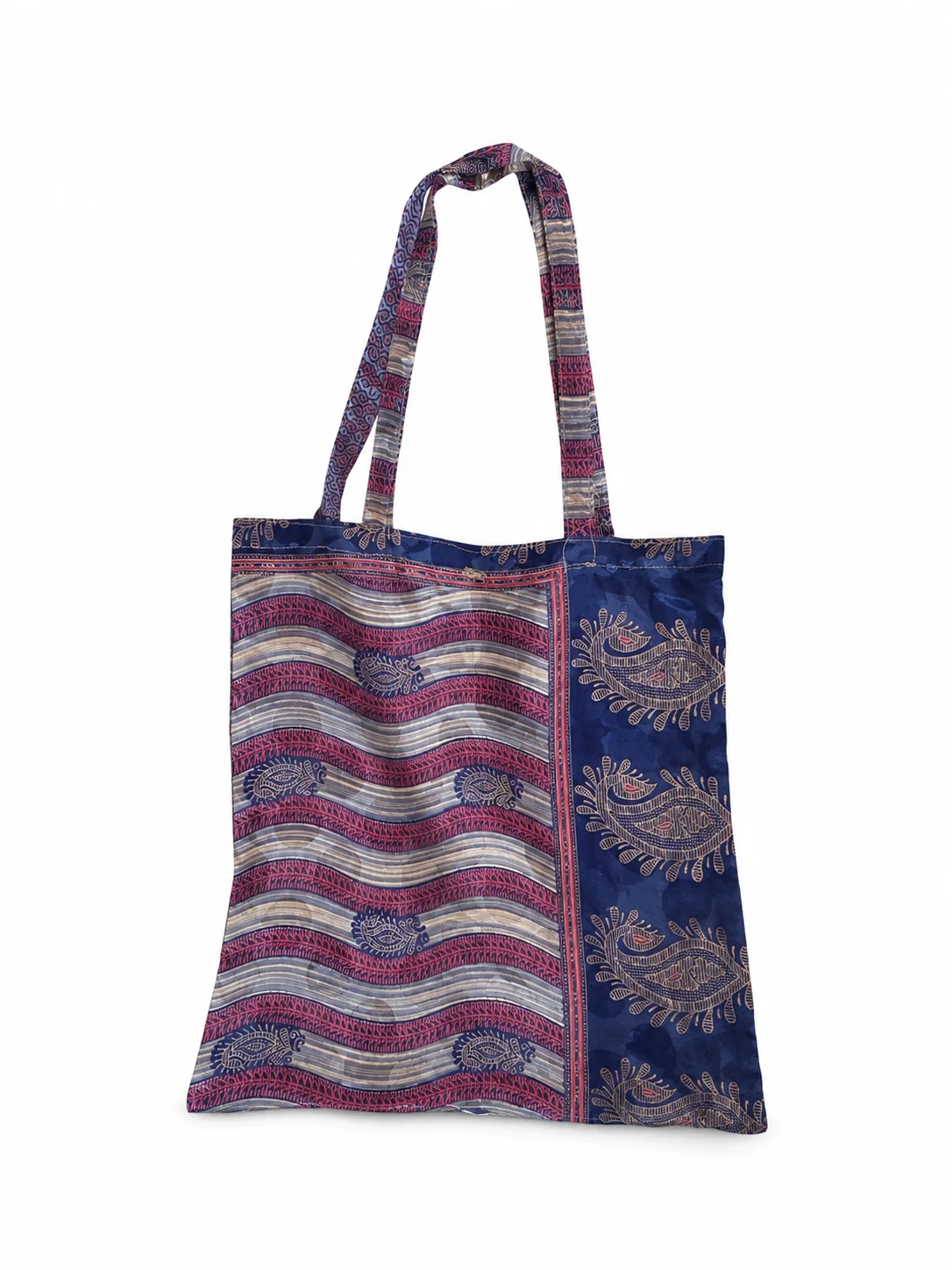 Handmade recycled saree Bag in Purple Maison Neela