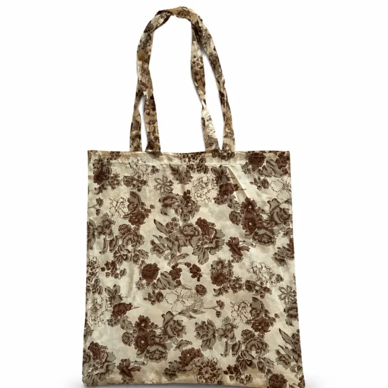 Handmade recycled saree Bag brown flowers Maison Neela