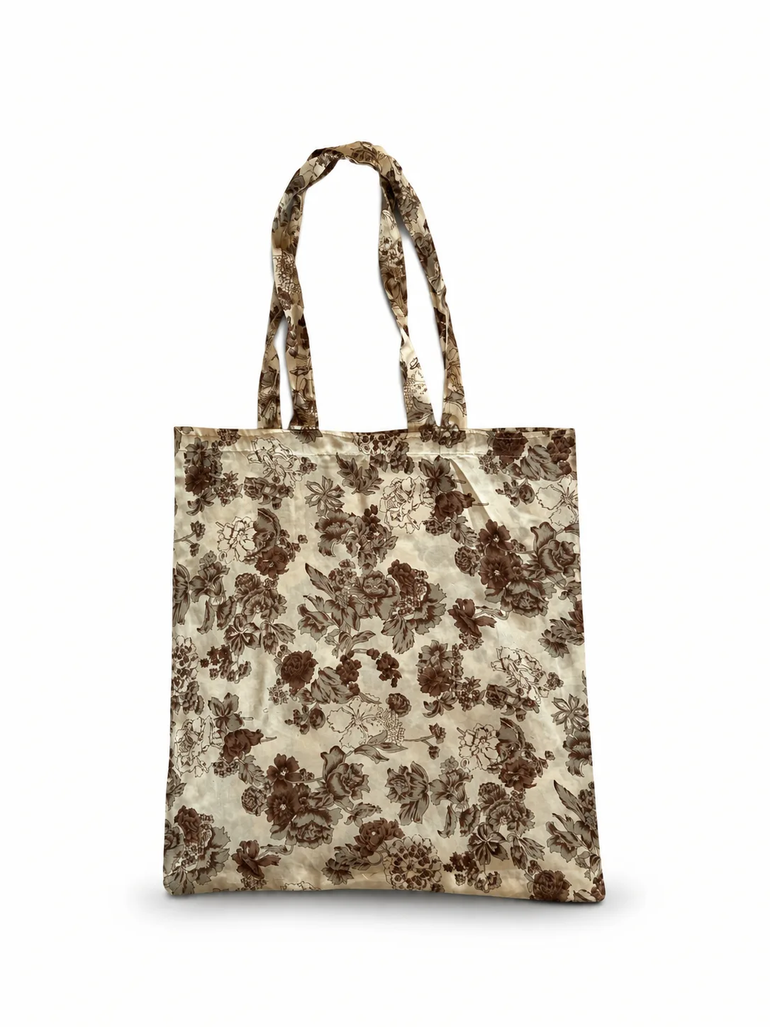 Handmade recycled saree Bag brown flowers Maison Neela