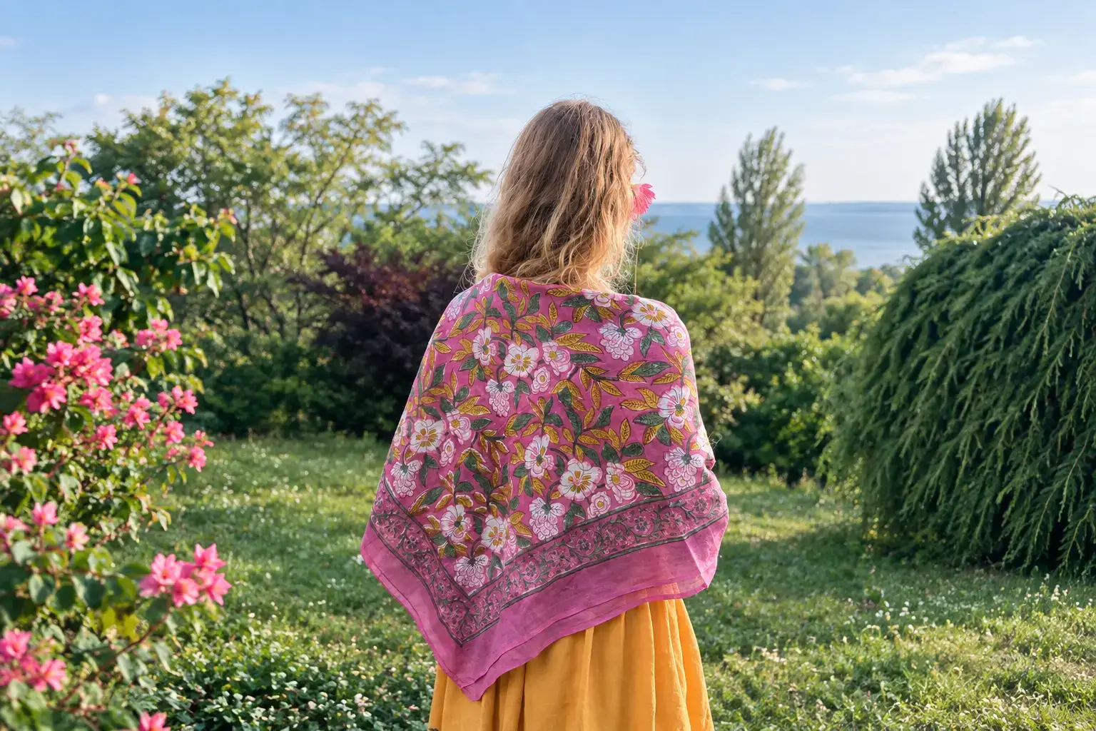 Handcrafted floral cotton Pareo by Maison Neela