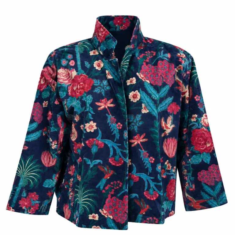 Nama Floral Suzani Velvet Jacket - Blue